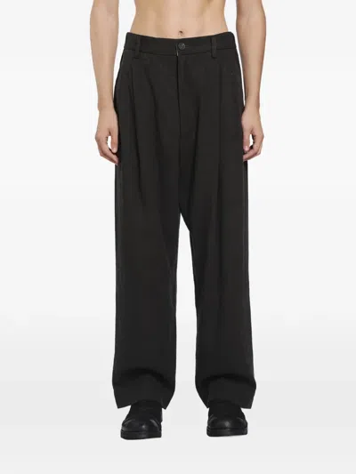Ziggy Chen Pleated Drop-crotch Trousers In Black