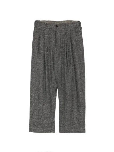 Ziggy Chen Pleated Melange Trousers In Blue