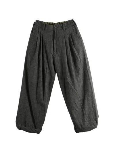 Ziggy Chen Pleated Micro-check Trousers In Grey