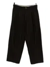 Ziggy Chen Pleated Wide-leg Trousers In Brown