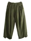 Ziggy Chen Pleated Wide-leg Trousers In Green