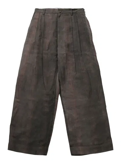 Ziggy Chen Pleated Wide-leg Trousers In Grey
