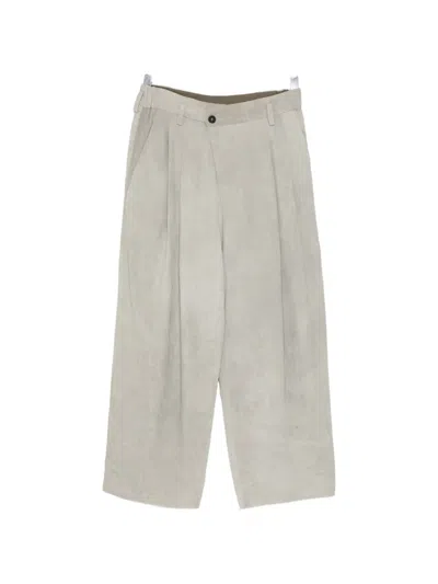 Ziggy Chen Pleated Wide-leg Trousers In Gray