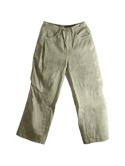 Ziggy Chen Pleated Wide-leg Trousers In Green