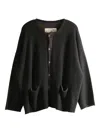 Ziggy Chen Pocket Button Cardigan In Brown