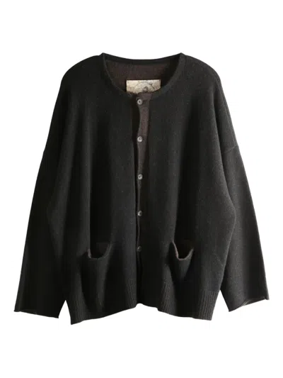 Ziggy Chen Pocket Button Cardigan In Brown
