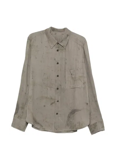 Ziggy Chen Pocket Print Shirt In Gray
