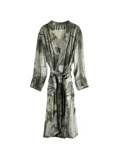 Ziggy Chen Printed Kimono In Gray