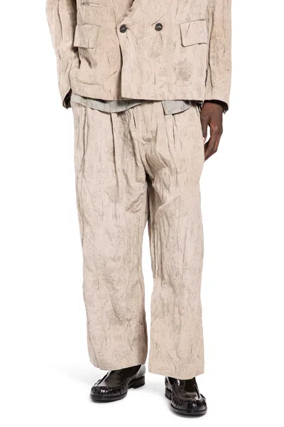 Ziggy Chen Printed Organic Cotton Trousers In Neutral