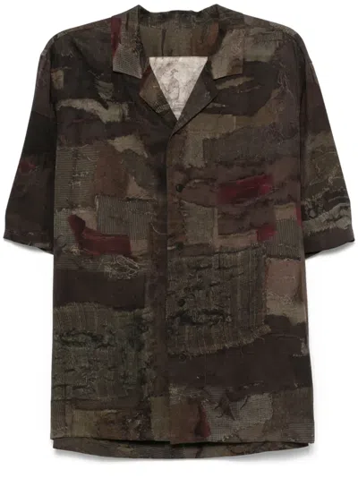 Ziggy Chen Printed Shirt In Brown