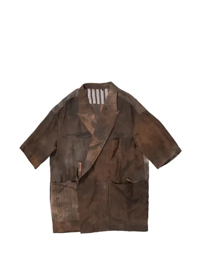 Ziggy Chen Printed Shirt In Brown