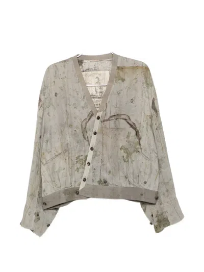 Ziggy Chen Printed Silk Jacket In Gray