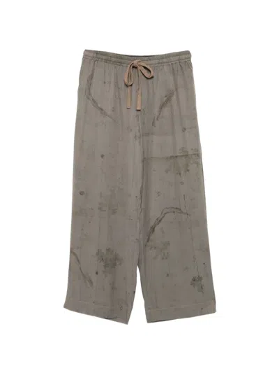 Ziggy Chen Printed Trousers In Brown