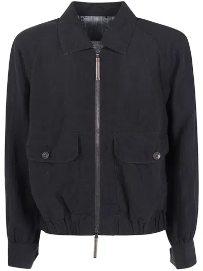Ziggy Chen Puppytooth Cropped Aviator Jacket In Black
