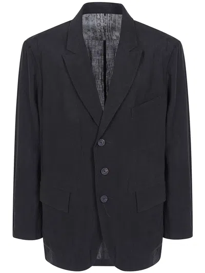 Ziggy Chen Puppytooth Three Button Blazer In Black