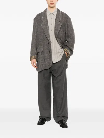 Ziggy Chen Raw-edge Single-breasted Jacket In Gray