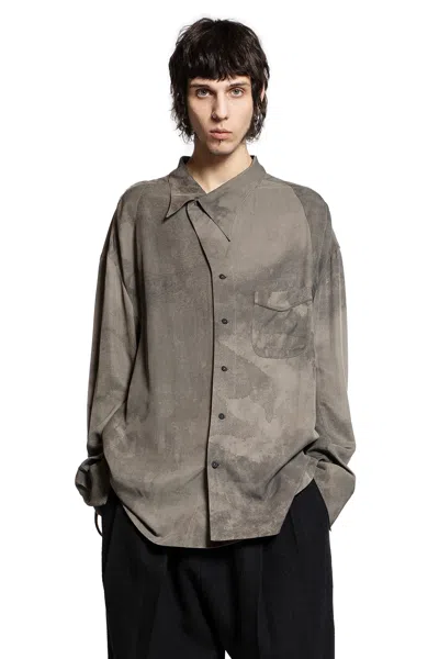 Ziggy Chen Reversed Digital Print Oversize Shirt In Gray