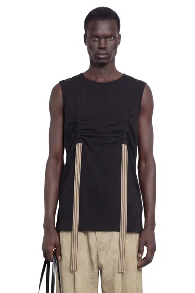 Ziggy Chen Ribbon Strap Sleeveless Top In Black