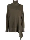 Ziggy Chen Roll-neck Asymmetric Wool Jumper In Green