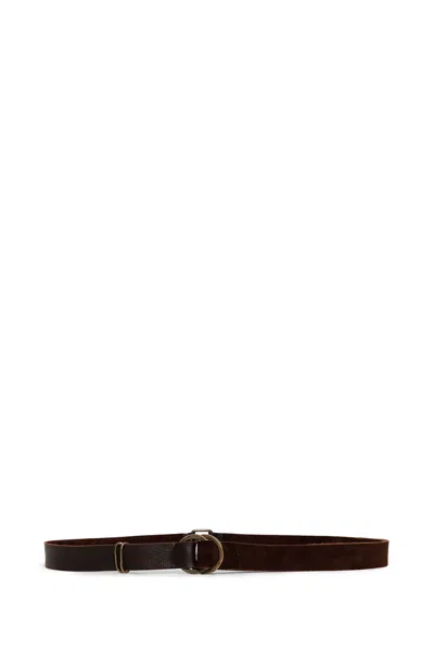 Ziggy Chen Round Buckle Strap Belt In Brown