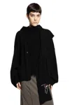 Ziggy Chen Scarf Cardigan With Hood In Black