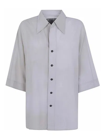 Ziggy Chen Short Sleeves Back Gathered Shirt In Grey