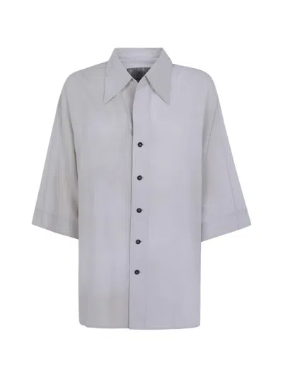 Ziggy Chen Short-sleeve Pointed-collar Shirt In Gray