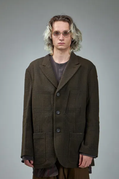 Ziggy Chen Single Breasted Blazer With Scholar Print In Brown