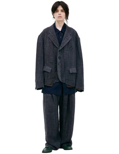 Ziggy Chen Single-breasted Linen Jacket In Gray
