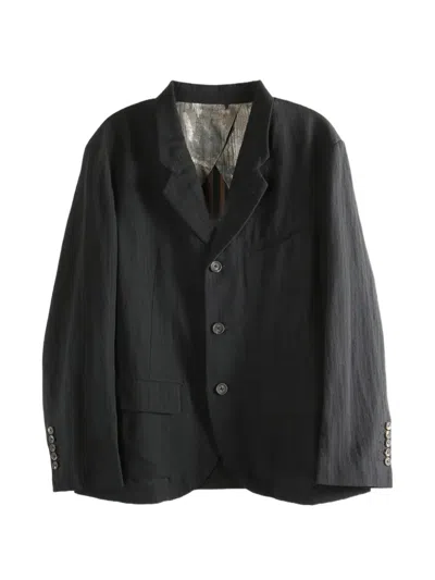 Ziggy Chen Single-breasted Crinkled Jacket In Black