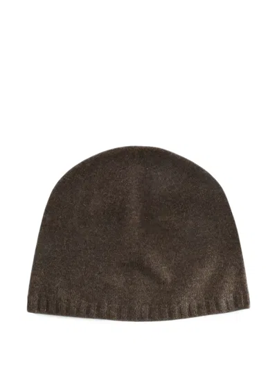 Ziggy Chen Slouchy Ribbed-trim Beanie Hat In Brown