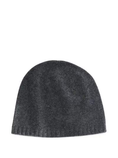 Ziggy Chen Slouchy Ribbed-trim Beanie Hat In Gray