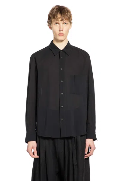 Ziggy Chen Spread Collar Pocket Shirt In Black