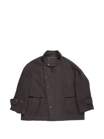 Ziggy Chen Stand Collar Short Coat In Brown