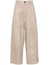 Ziggy Chen Stripe Pattern Wide-leg Trousers In Brown