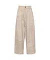 Ziggy Chen Stripe Pattern Wide-leg Trousers In Nude