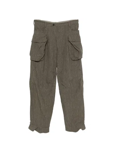 Ziggy Chen Striped Cargo Pants In Brown