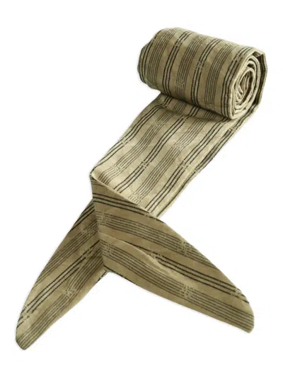 Ziggy Chen Striped Scarf In Green