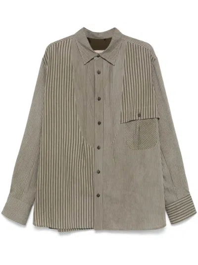 Ziggy Chen Striped Shirt In Green