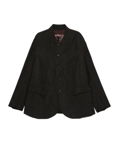Ziggy Chen Striped Suit Coat In Black