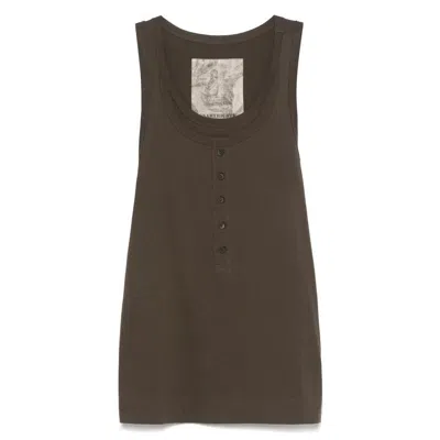 Ziggy Chen Layered Henley-neck Tank In Brown