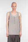 Ziggy Chen Tank Top In Grey Cotton In Gray