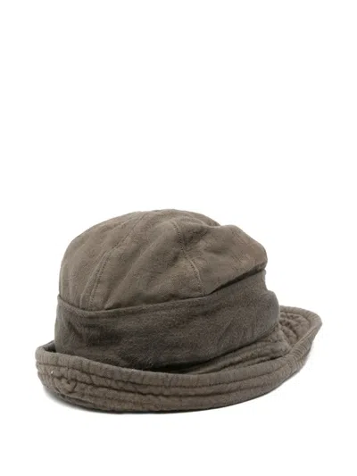 Ziggy Chen Textured-brim Hat In Brown