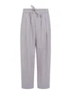Ziggy Chen Thin Stripe Drawstring Trousers In Nude & Neutrals