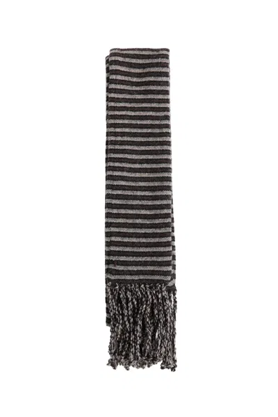 Ziggy Chen Thin Striped Scarf In Blue