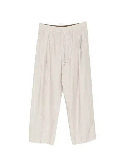 Ziggy Chen Thin-stripe Drawstring Trousers In Neutral