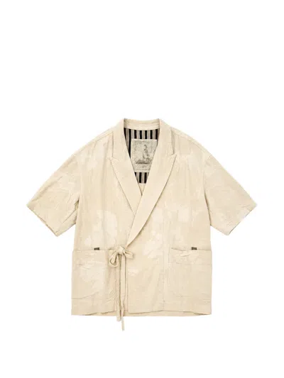 Ziggy Chen Tie-fastening Notched-lapels Shirt In Brown