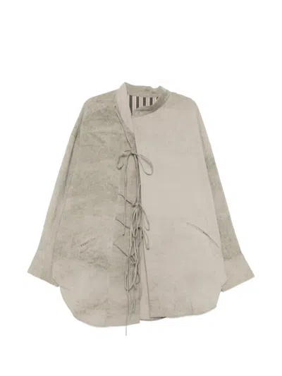Ziggy Chen Tie-fastening Panelled Shirt In Neutral