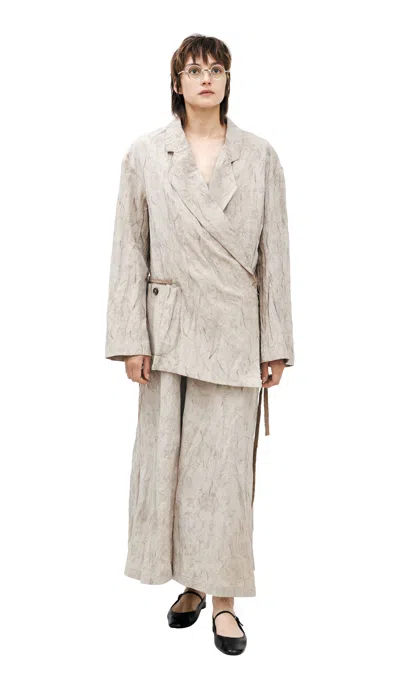 Ziggy Chen Tie-front Jacket In Beige