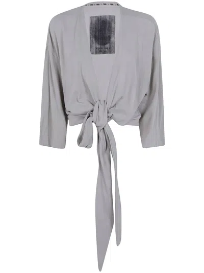 Ziggy Chen Collarless Jersey T-shirt In Gray